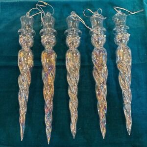 Pier 1 Iridescent Snowman Icicle Ornaments Set of 5